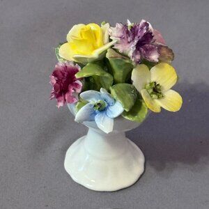 Vintage Coalport England Capodimonte Porcelain Flowers Figurine Staffordshire 3"